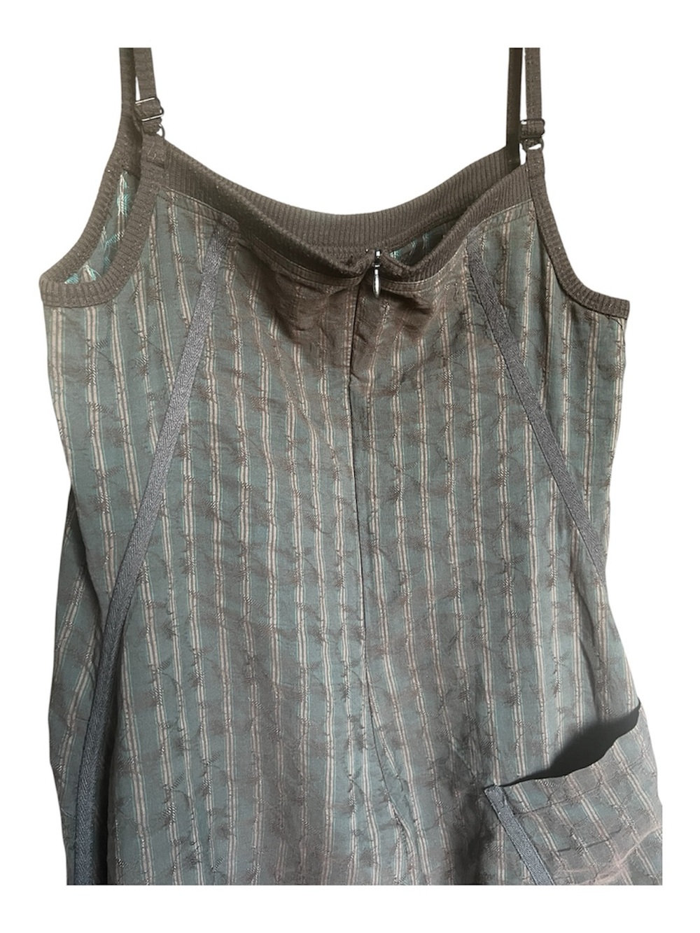 Y2K VTG Cop. Copine Fairy Grunge Midi Dress Gray SZ 40/M Striped Floral Skater - Picture 4 of 16